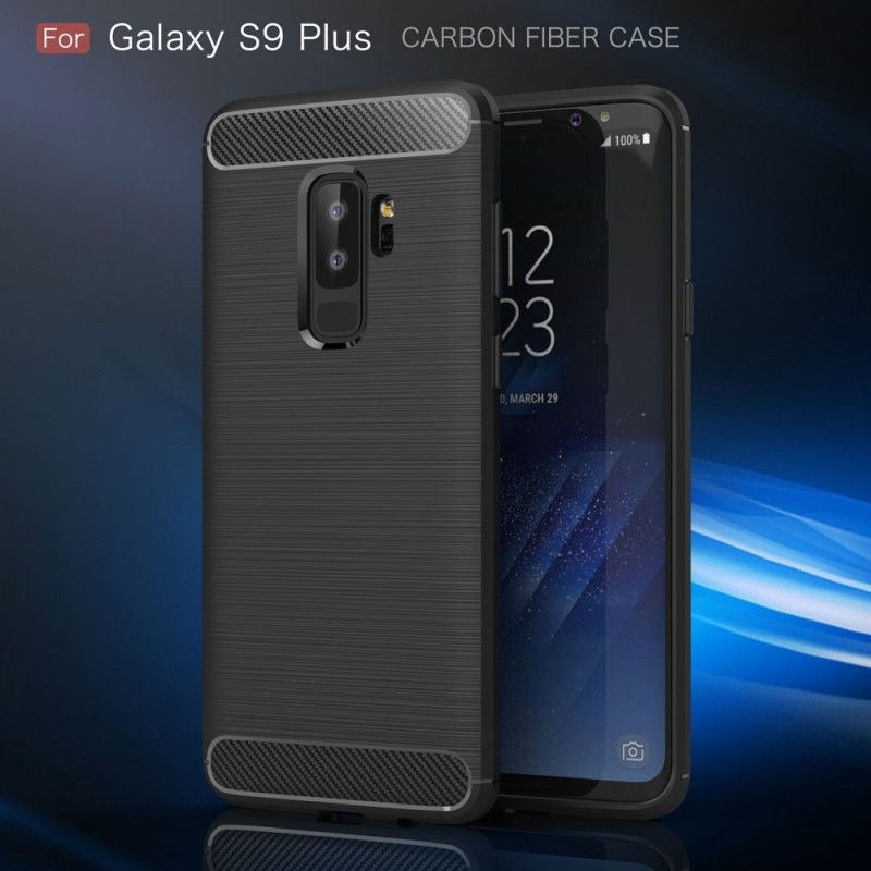Skal för Samsung Galaxy S9 Plus Svart Borstad Kolfiber
