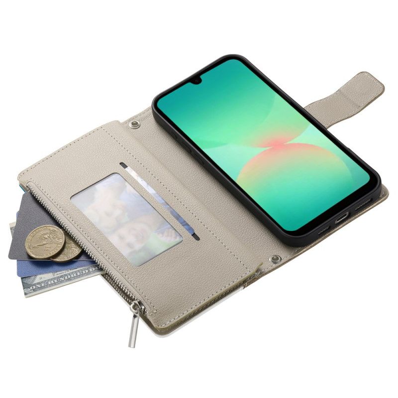 Fodral För Samsung Galaxy A17 4g / 5g Plånbok Med Dragkedja Och Rem