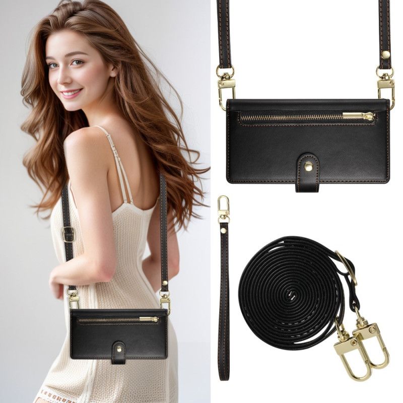 Fodral Samsung Galaxy A17 4g / 5g Plånbok Med Dragkedja Och Remmar