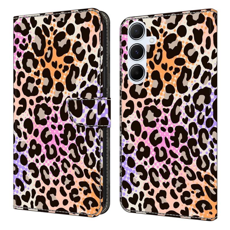 Läderfodral Samsung Galaxy A17 4g / 5g Telefonfodral Leopardmönster Färgglatt