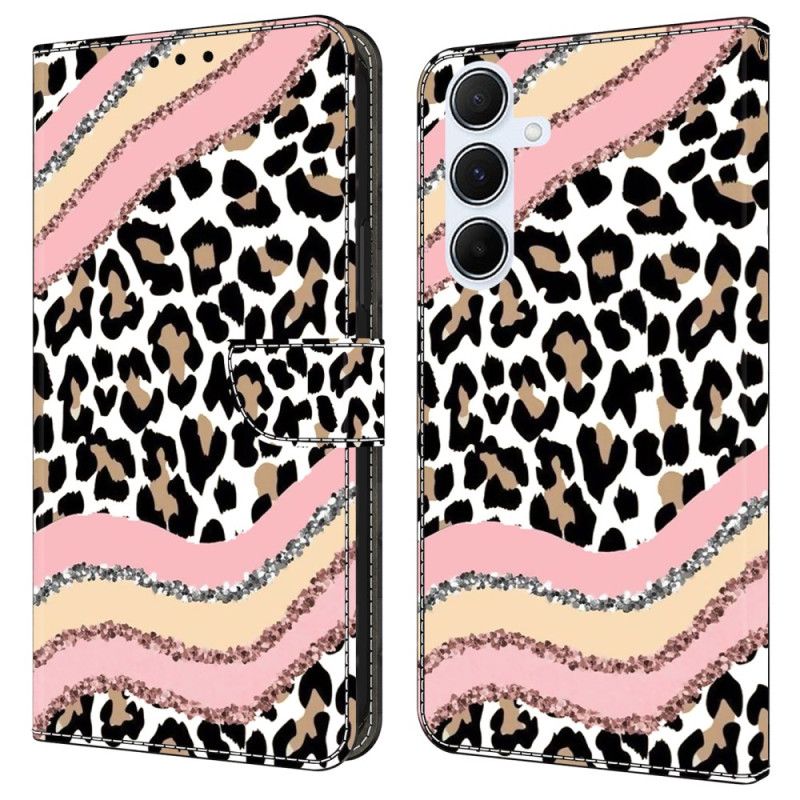 Läderfodral Samsung Galaxy A17 4g / 5g Telefonfodral Randigt Leopardmönster
