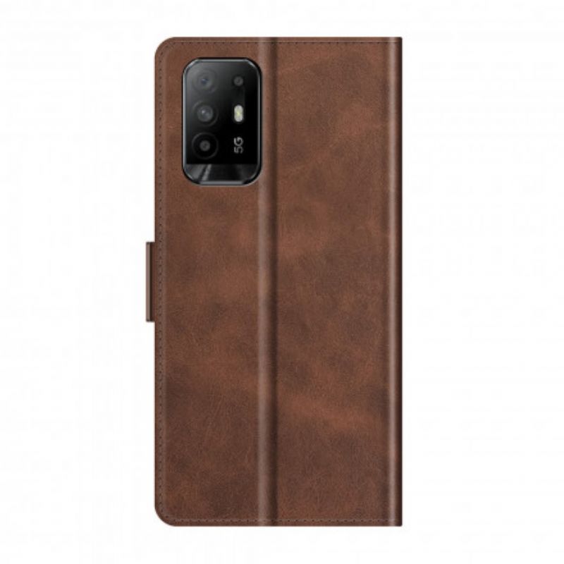 Läderfodral Oppo A94 5g Telefonfodral Dubbel Klaff