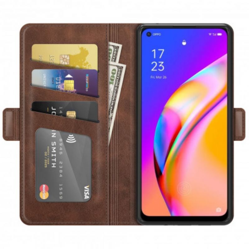 Läderfodral Oppo A94 5g Telefonfodral Dubbel Klaff