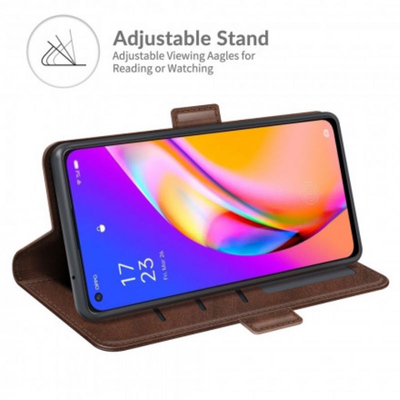 Läderfodral Oppo A94 5g Telefonfodral Dubbel Klaff