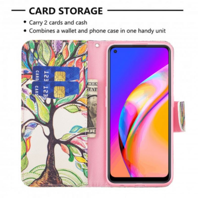 Läderfodral Oppo A94 5g Telefonfodral Färgat Träd