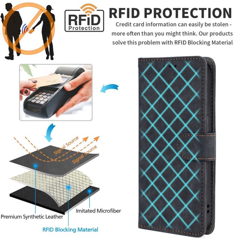 Fodral Samsung Galaxy S24 Fe Mockaeffekt Rfid Blockerande Plånbok