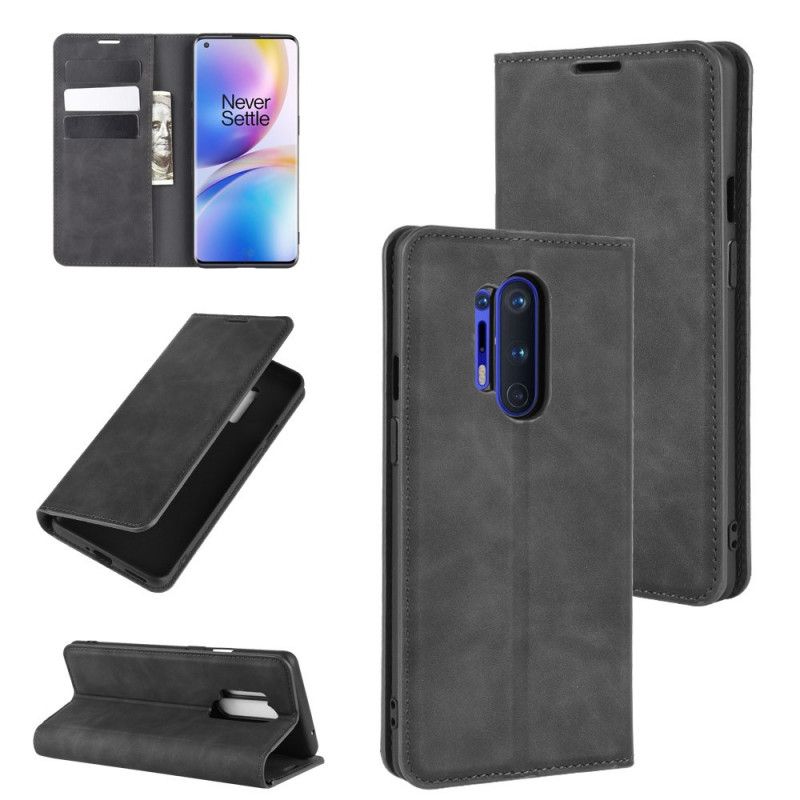 Folio-fodral OnePlus 8 Pro Svart Mobilskal Elegant Lädereffekt