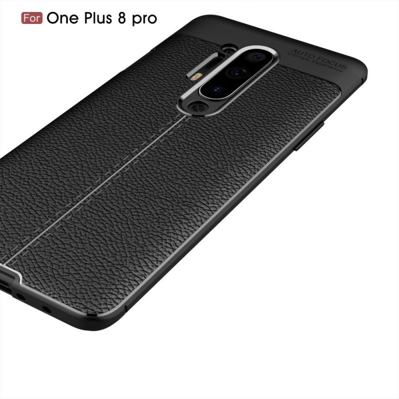 Skal för OnePlus 8 Pro Svart Dubbel Linjelychee-Effekt