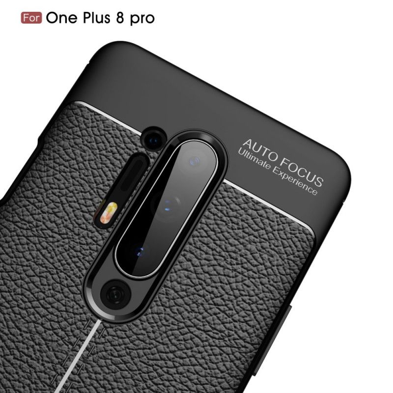 Skal för OnePlus 8 Pro Svart Dubbel Linjelychee-Effekt