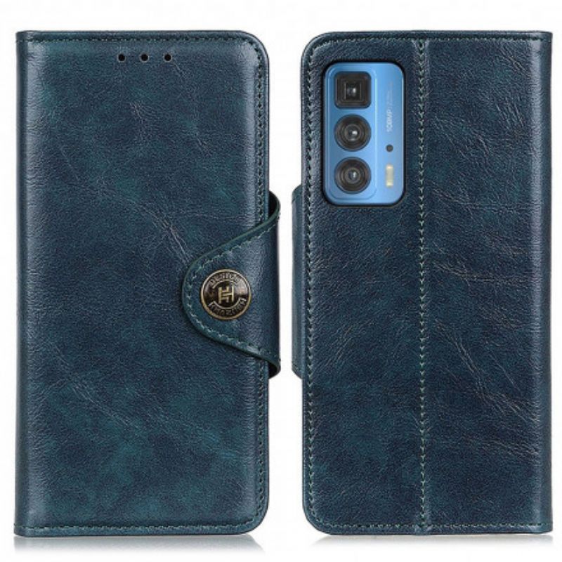 Fodral För Motorola Edge 20 Pro Glänsande Läderimitation Khazneh