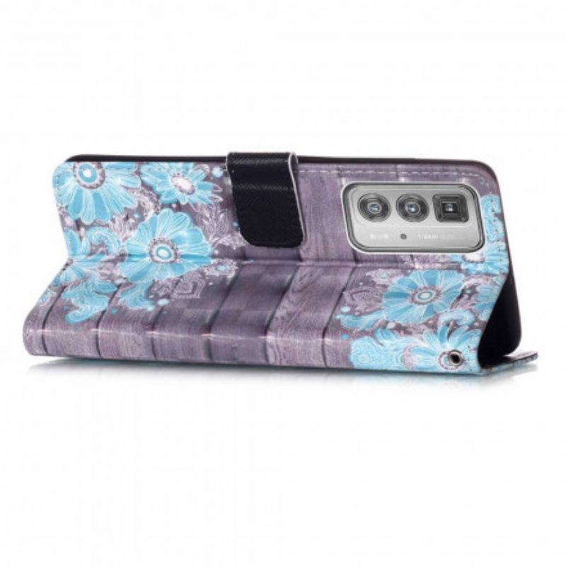 Fodral Motorola Edge 20 Pro Blå Blommor