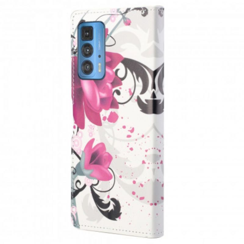 Fodral Motorola Edge 20 Pro Tropiska Blommor