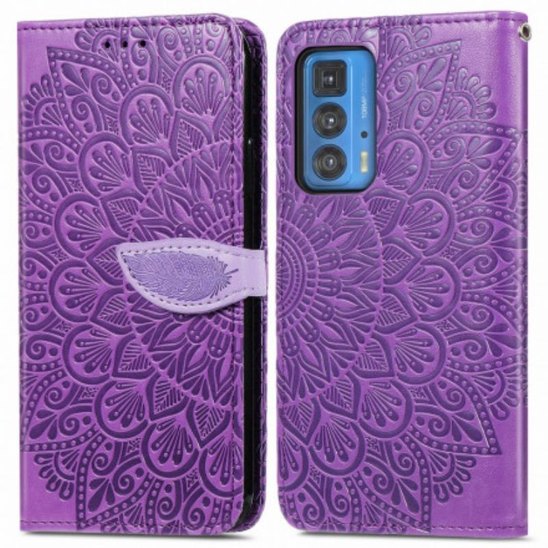 Läderfodral Motorola Edge 20 Pro Telefonfodral Fjädermandala