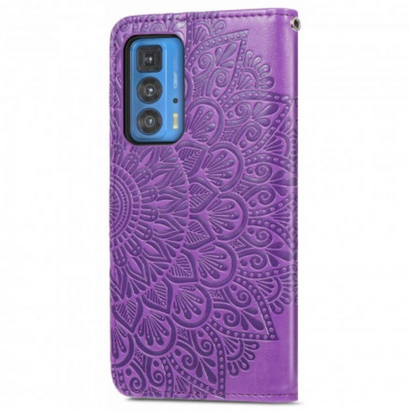 Läderfodral Motorola Edge 20 Pro Telefonfodral Fjädermandala