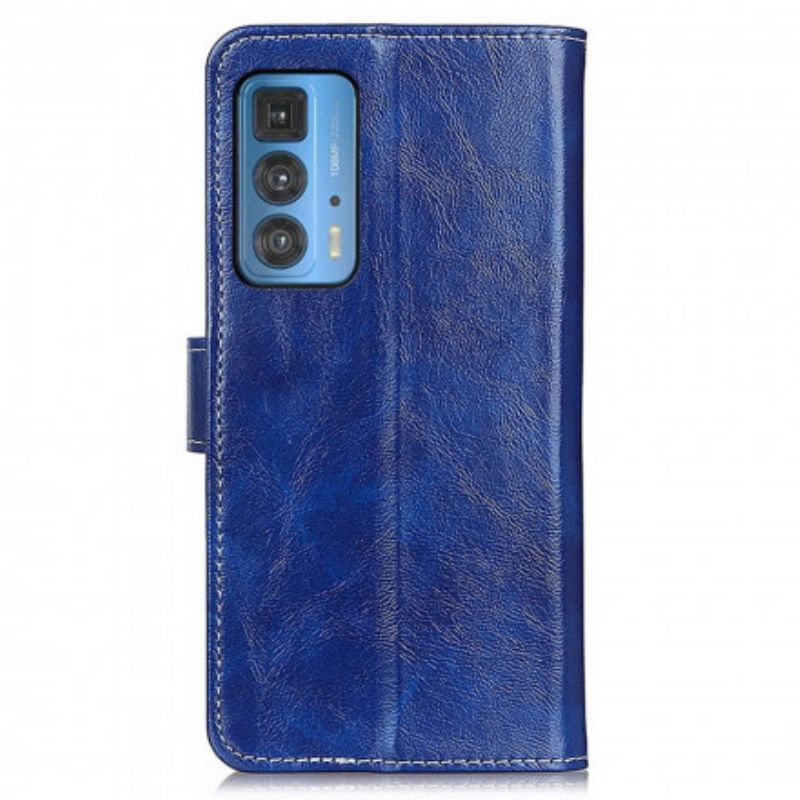 Läderfodral Motorola Edge 20 Pro Telefonfodral Glänsande Och Synliga Sömmar