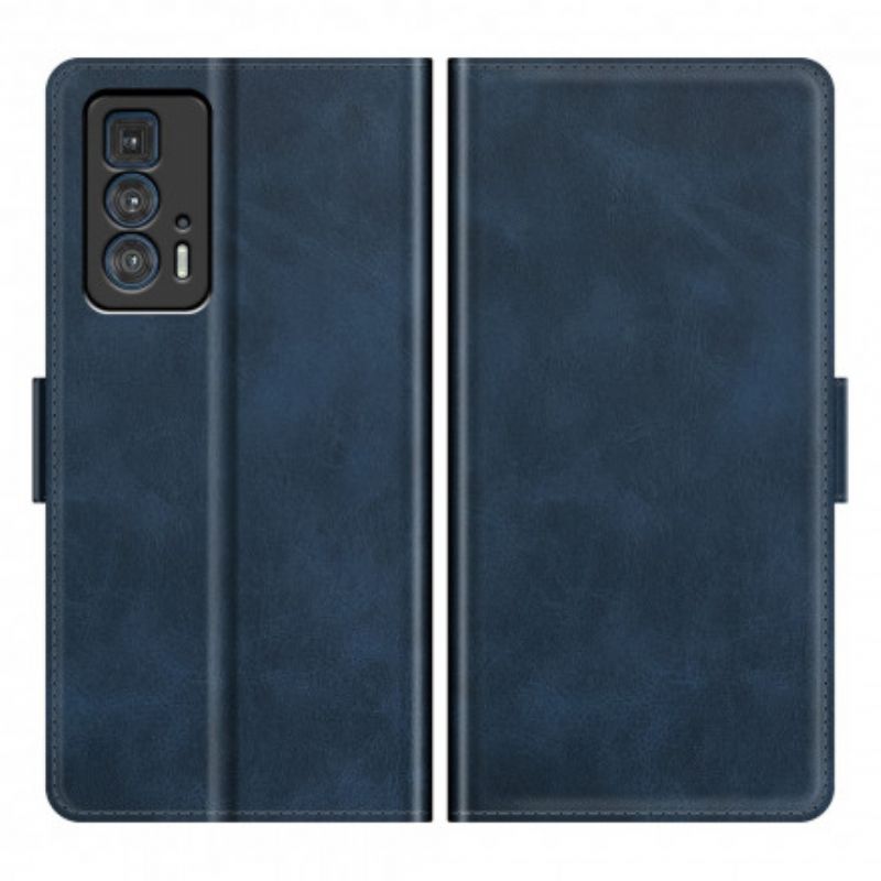 Läderskal Fodral Motorola Edge 20 Pro Klassisk Dubbelklaff