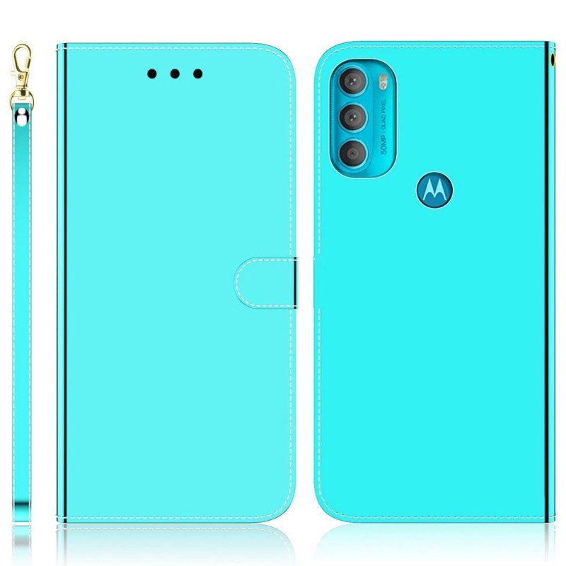 Folio-fodral Moto G71 5G Spegelskydd I Konstläder