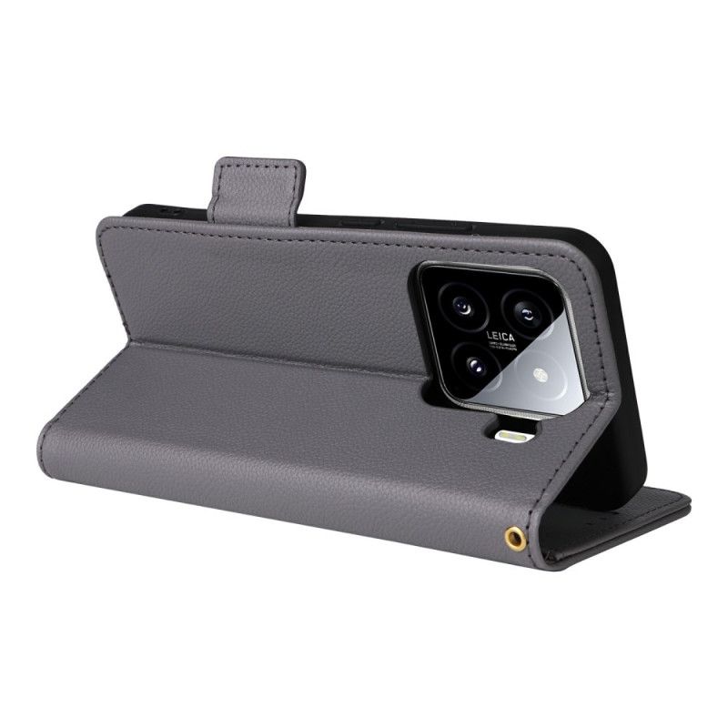 Fodral Xiaomi 15 Litchi-konstläder Med Rem