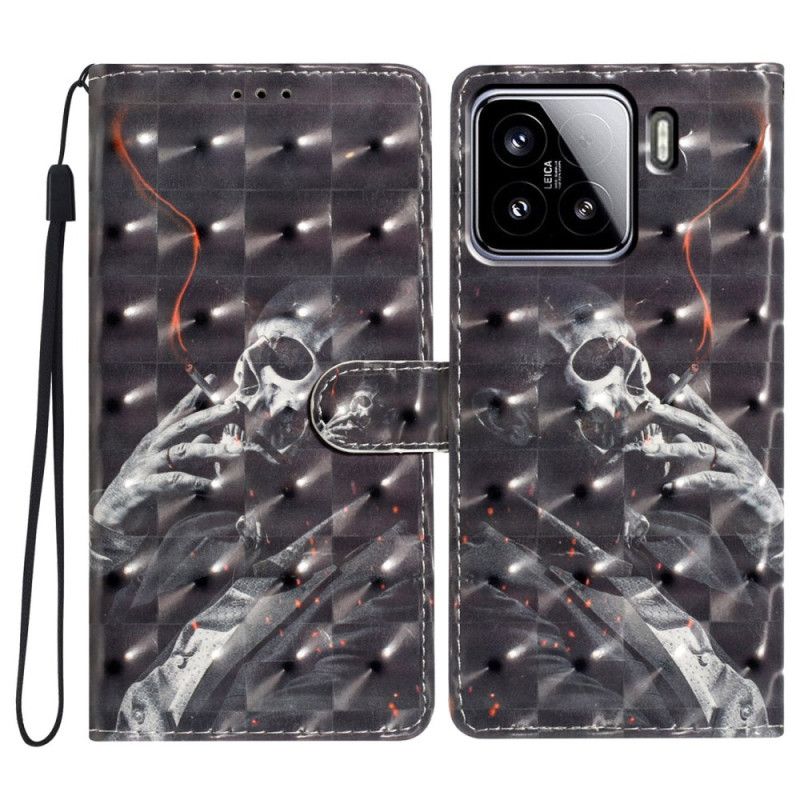 Läderfodral Xiaomi 15 Telefonfodral Rökande 3d-skelett