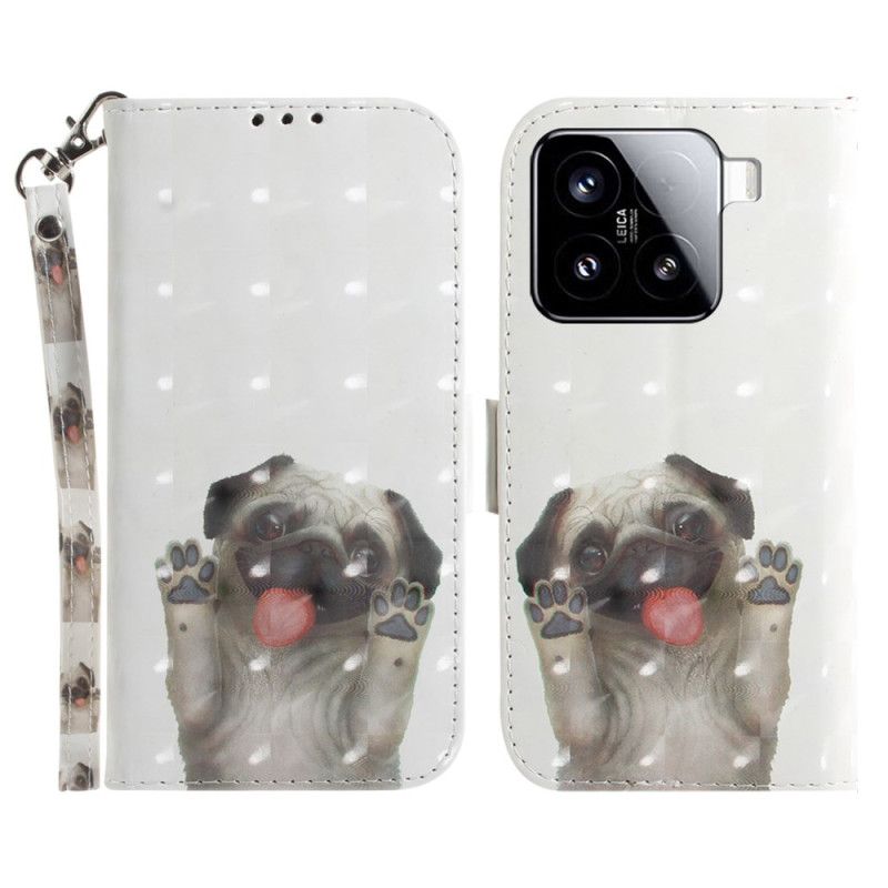 Läderfodral Xiaomi 15 Telefonfodral Snodd Med Mopsmönster