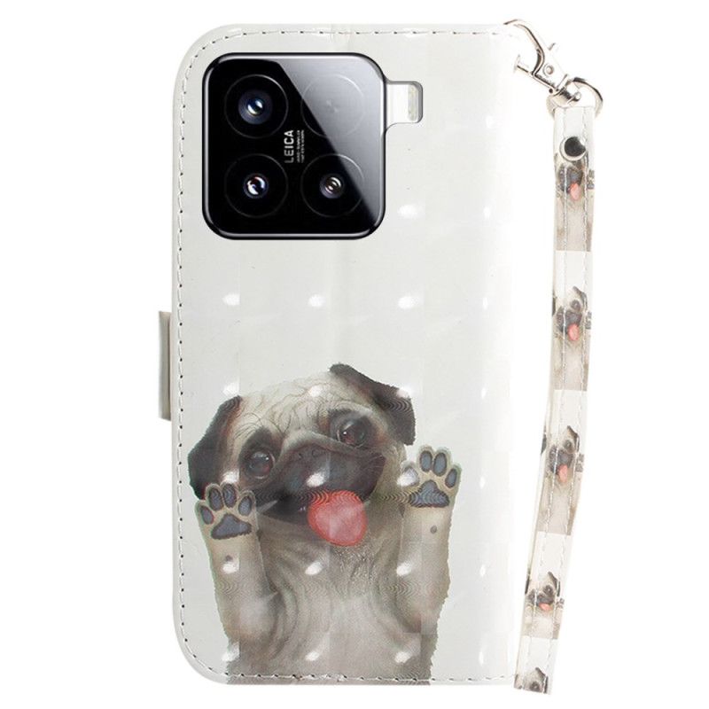 Läderfodral Xiaomi 15 Telefonfodral Snodd Med Mopsmönster