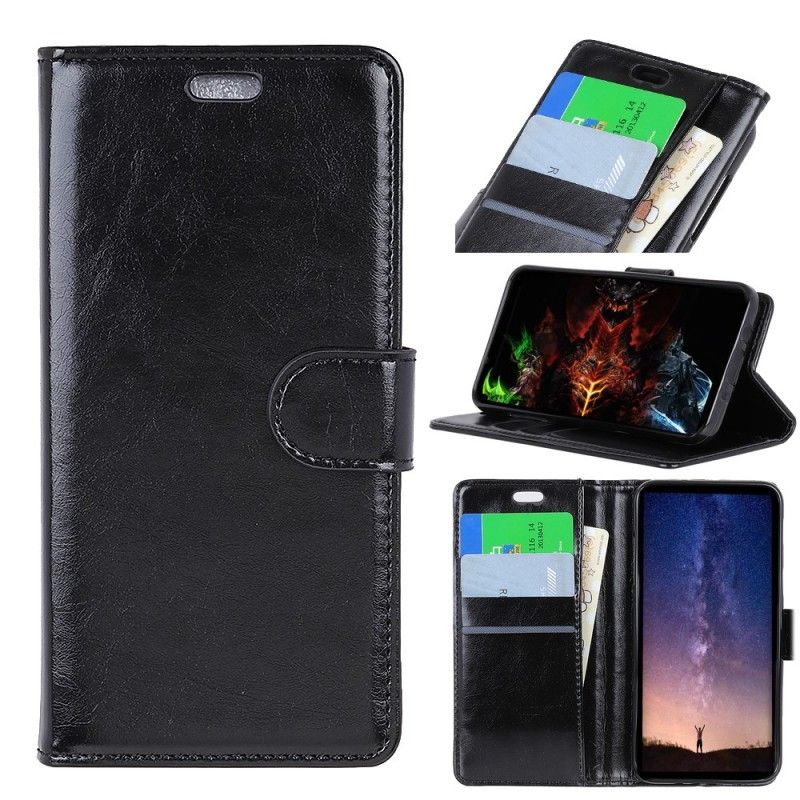 Fodral för Samsung Galaxy S10 Plus Svart Glänsande Lädereffekt