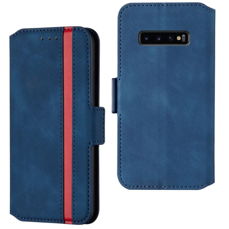 Fodral Samsung Galaxy S10 Plus Röd Tvåfärgad Vertikal Linje