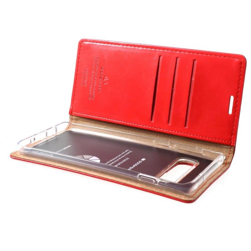 Folio-fodral Samsung Galaxy S10 Plus Röd Lädereffekt Kvicksilver