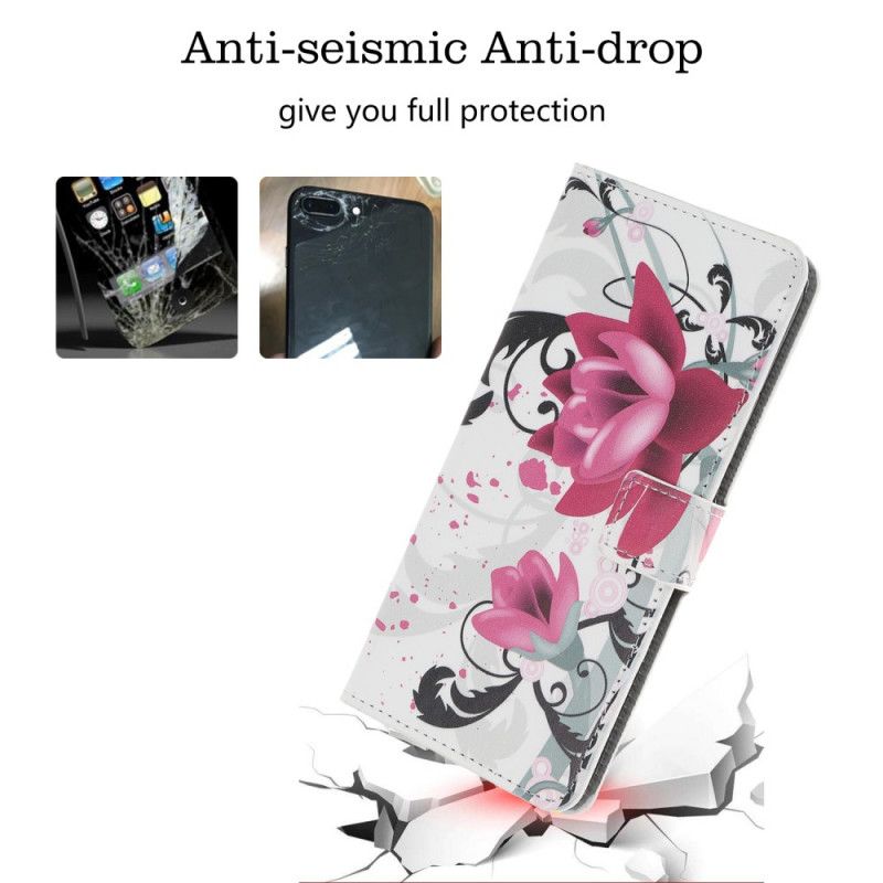 Skyddsfodral Huawei P Smart S Magenta Tropiska Blommor