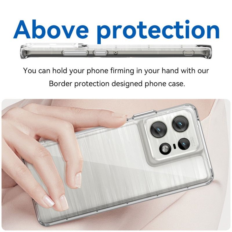 Skal Motorola Edge 50 Pro Telefonfodral Transparenta Elektropläterade Knappar