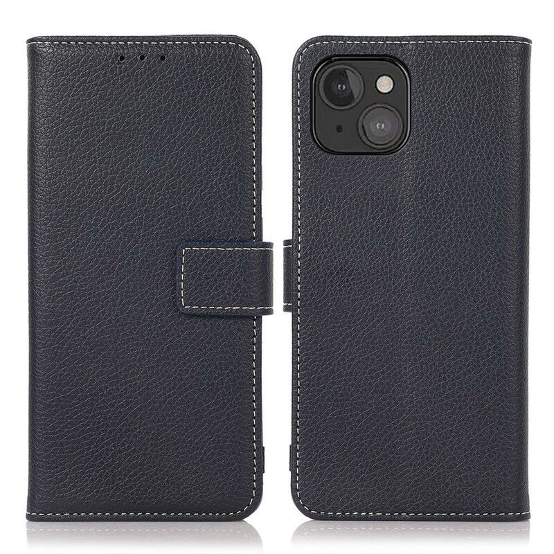 Fodral För iPhone 13 Mini Litchi-lädereffektsömmar