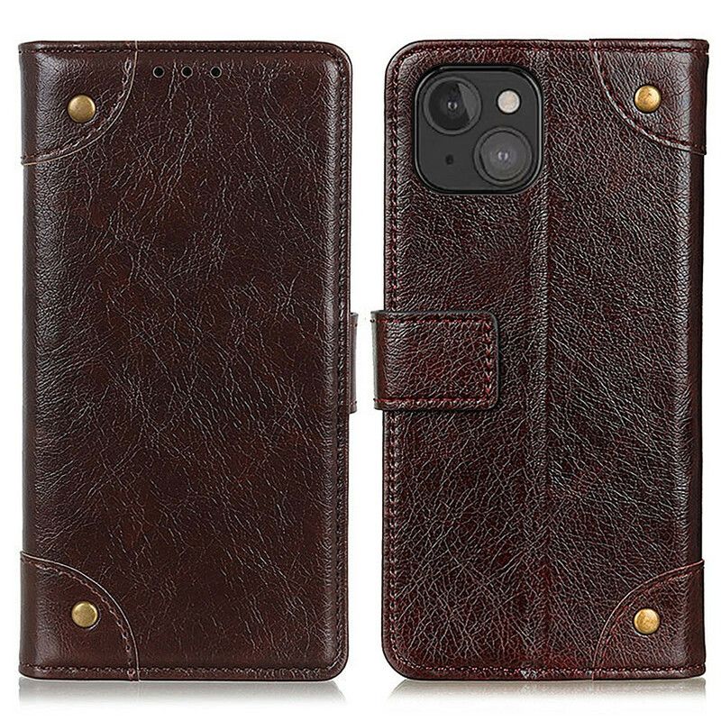 Läderfodral iPhone 13 Mini Telefonfodral Style Nappa Leather Vintage Nitar