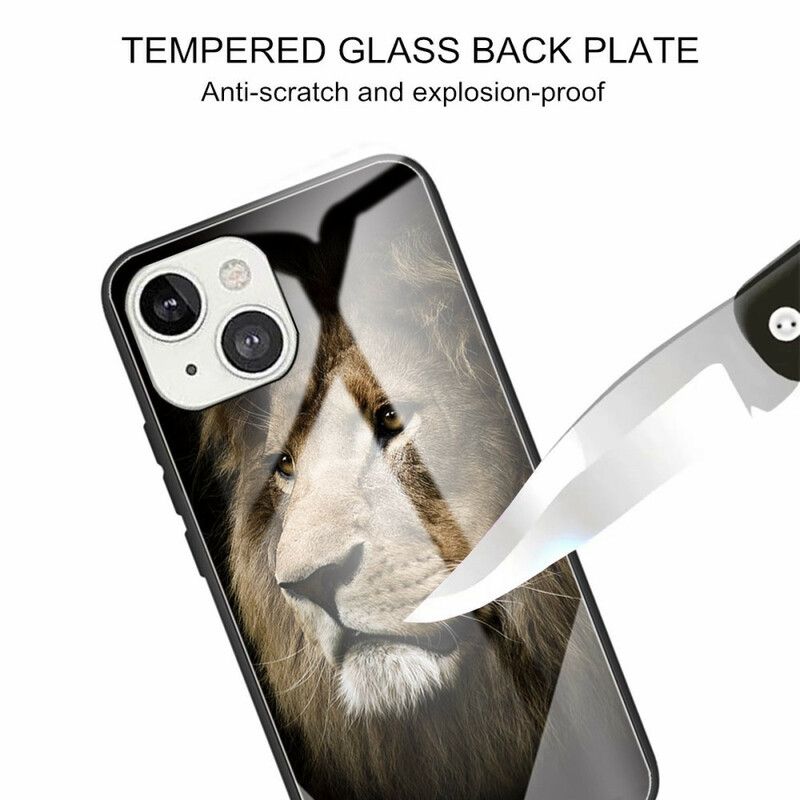 Skal För iPhone 13 Mini Lejonhuvud I Härdat Glas