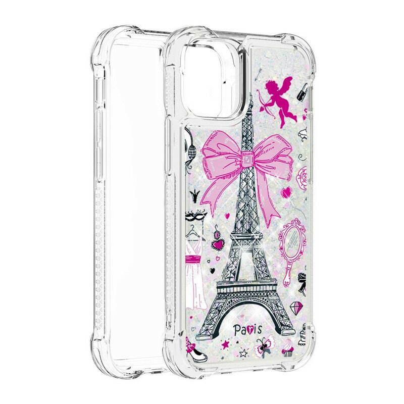 Skal iPhone 13 Mini Telefonfodral Eiffeltornets Paljetter