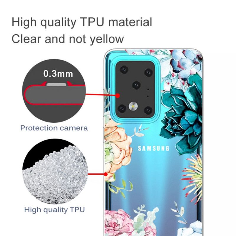 Skal Samsung Galaxy S20 Ultra Genomskinliga Akvarellblommor