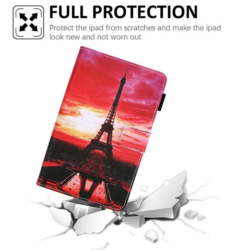 Läderskal Fodral Samsung Galaxy Tab A7 Lite Sunset Eiffeltornet