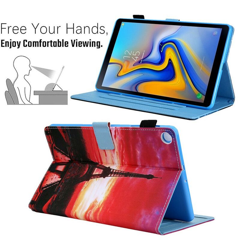 Läderskal Fodral Samsung Galaxy Tab A7 Lite Sunset Eiffeltornet