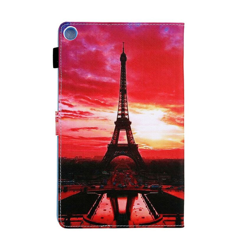 Läderskal Fodral Samsung Galaxy Tab A7 Lite Sunset Eiffeltornet