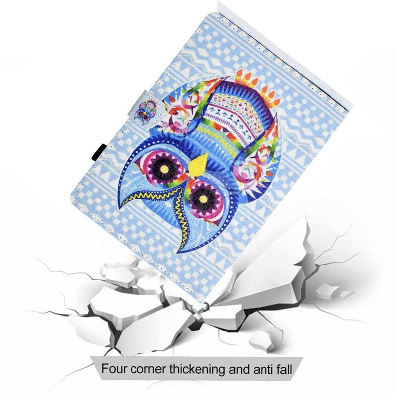 Läderskal Fodral Samsung Galaxy Tab A7 Lite Tribal Owl