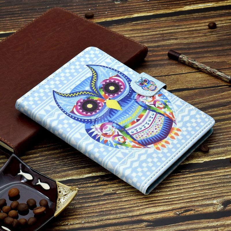 Läderskal Fodral Samsung Galaxy Tab A7 Lite Tribal Owl