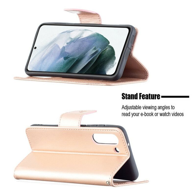 Fodral För Samsung Galaxy S21 Fe Fjärilar I Flygning Med Snöre