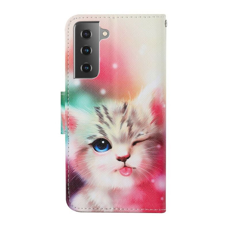 Fodral För Samsung Galaxy S21 Fe Tales Of Cat With Lanyard
