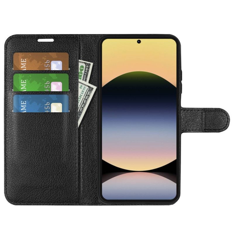 Fodral För Xiaomi Redmi Note 14s Klassisk Litchi-konstläder