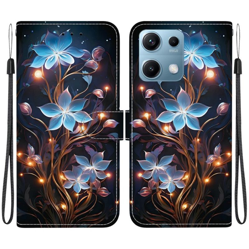 Läderskal Fodral Xiaomi Redmi Note 14s Små Blommor