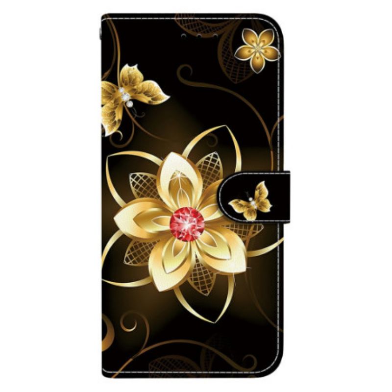 Skyddsfodral Xiaomi Redmi Note 14s Guldfärgade Blommönster