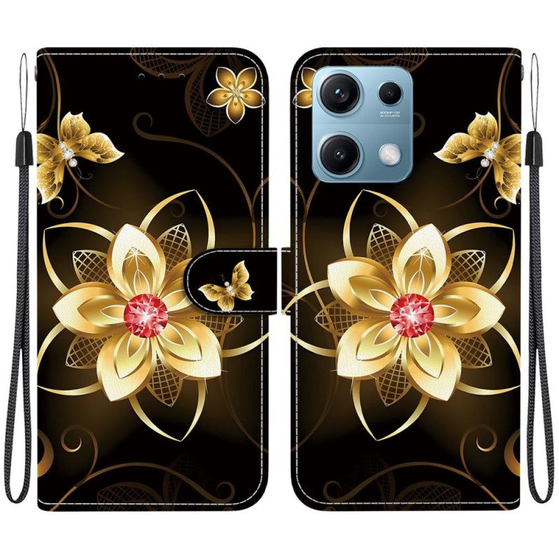 Skyddsfodral Xiaomi Redmi Note 14s Guldfärgade Blommönster