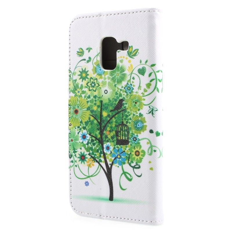 Fodral Samsung Galaxy A8 Grön Blommande Träd