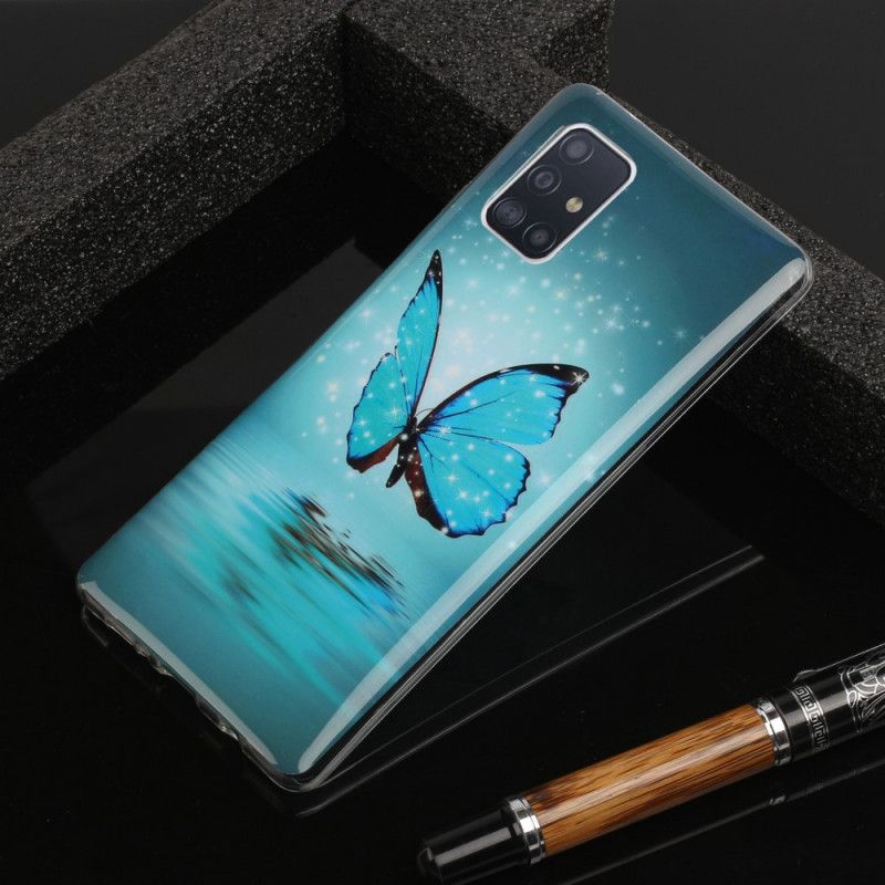 Skal Samsung Galaxy A51 5G Fluorescerande Blå Fjäril