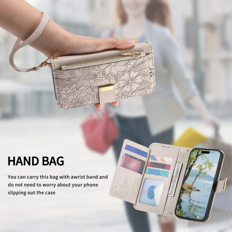 Fodral Xiaomi Redmi Note 15 Pro Plus 5g Blommönster Och Dragkedjaficka