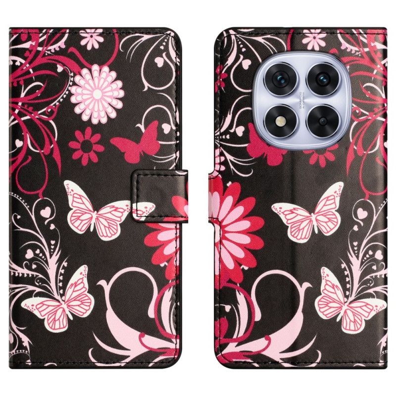 Fodral Xiaomi Redmi Note 15 Pro Plus 5g Fjärilar På Svart Bakgrund